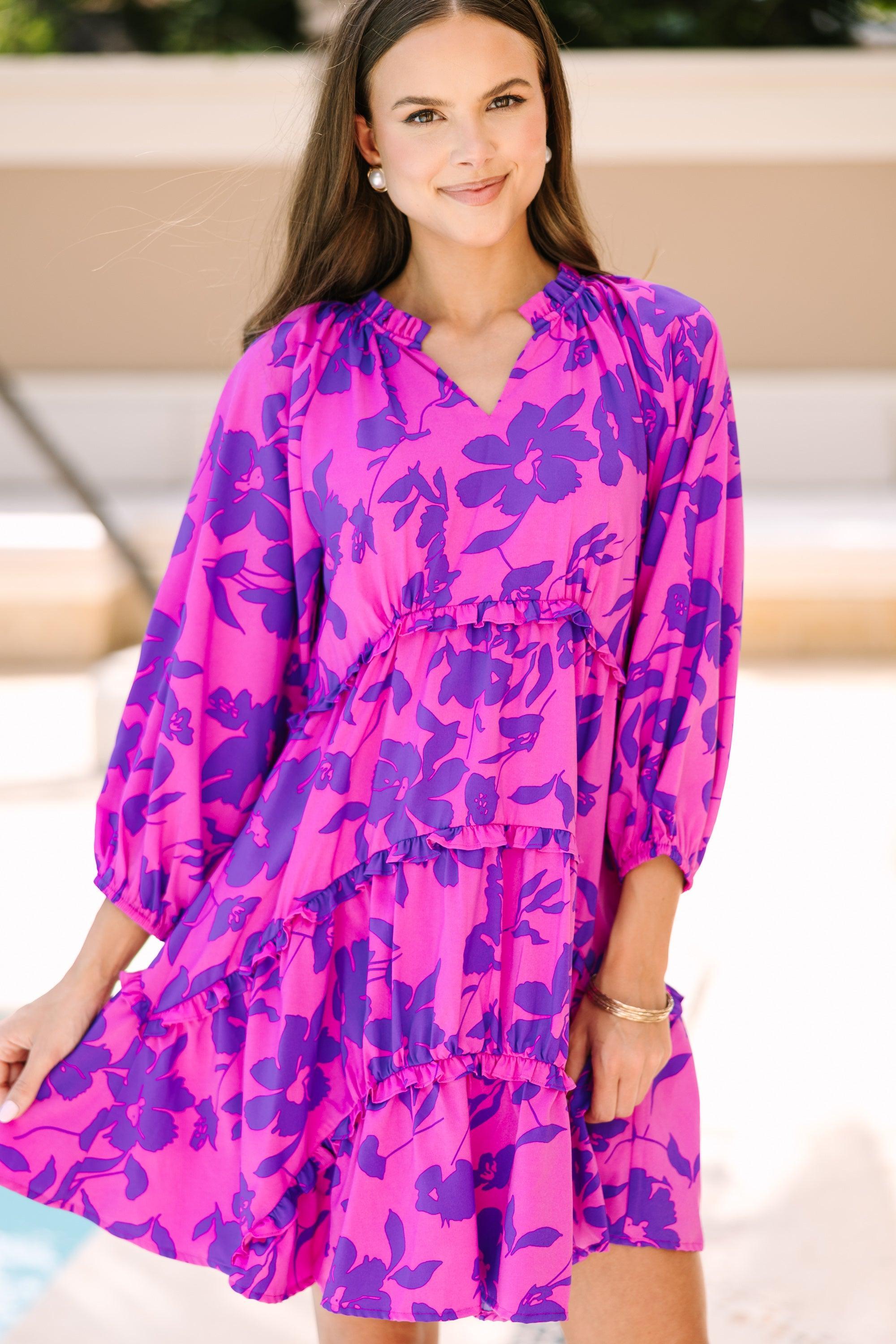 All That You Know Magenta Purple Floral Dress Female Product Image