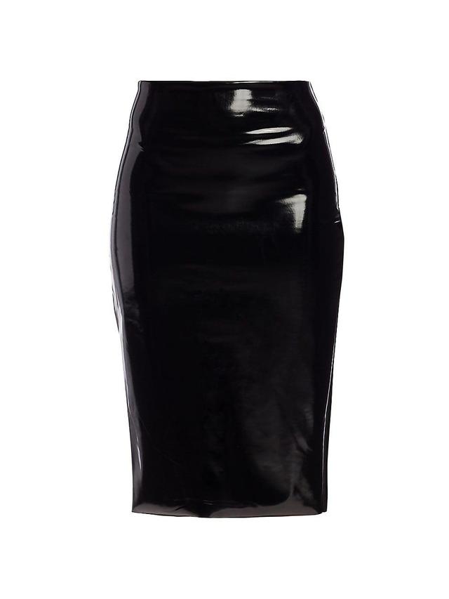 Womens Faux Patent Leather Midi Pencil Skirt Product Image