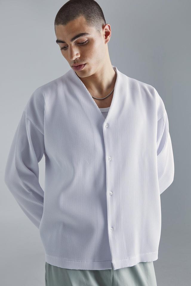 Pleated Boxy Long Sleeve Shirt | boohooMAN USA Product Image