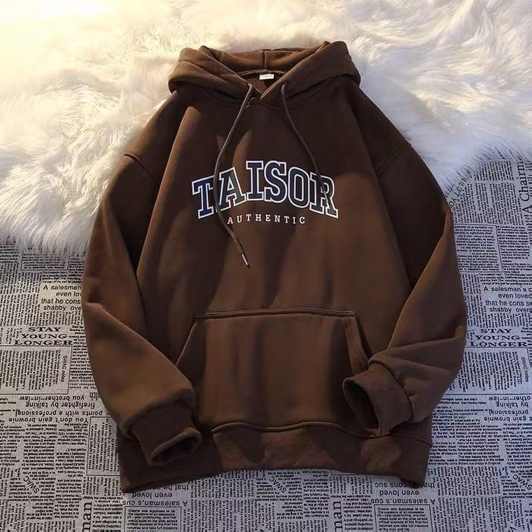 Lettering Loose Fit Hoodie Product Image