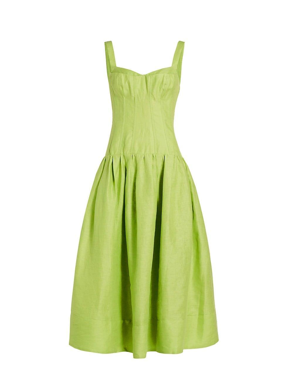 Womens Makenna Linen Corset Midi-Dress Product Image