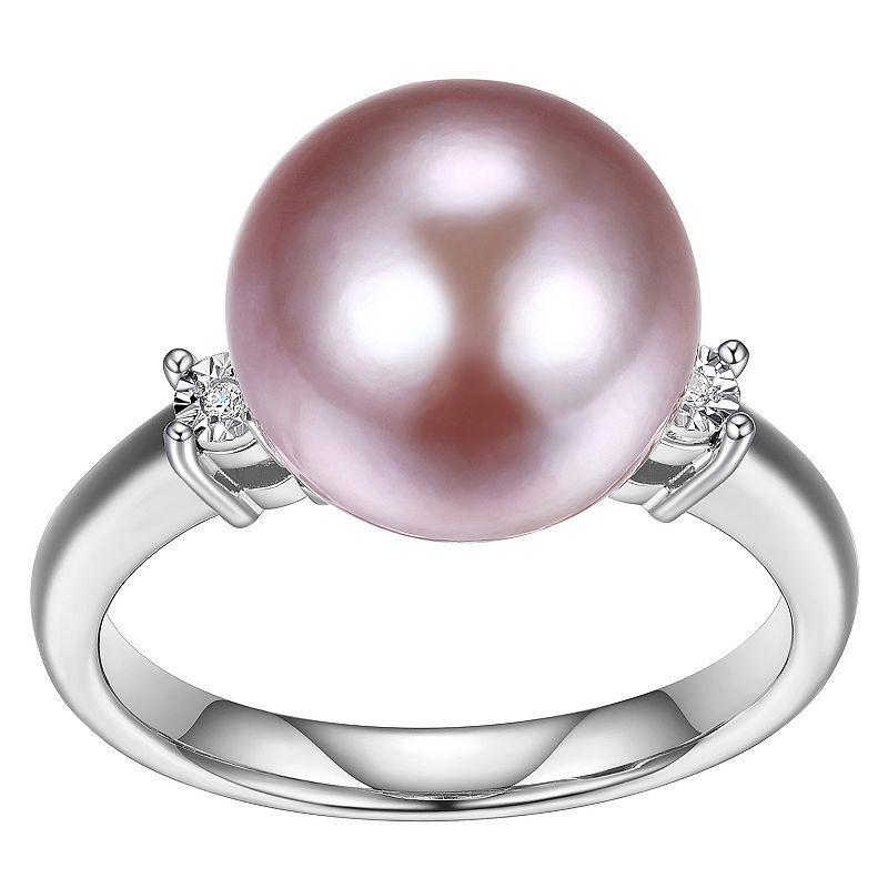 Maralux Sterling Silver Freshwater Cultured Pink Pearl & Diamond Accent Ring, Womens Product Image