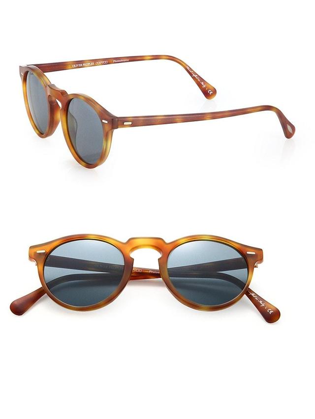 Gregory Peck Round Plastic Sunglasses, Brown/Tortoise Product Image