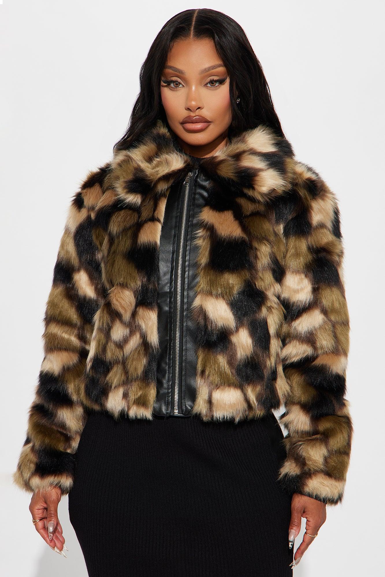 Incognito Camo Faux Fur Jacket - Olive/combo Product Image