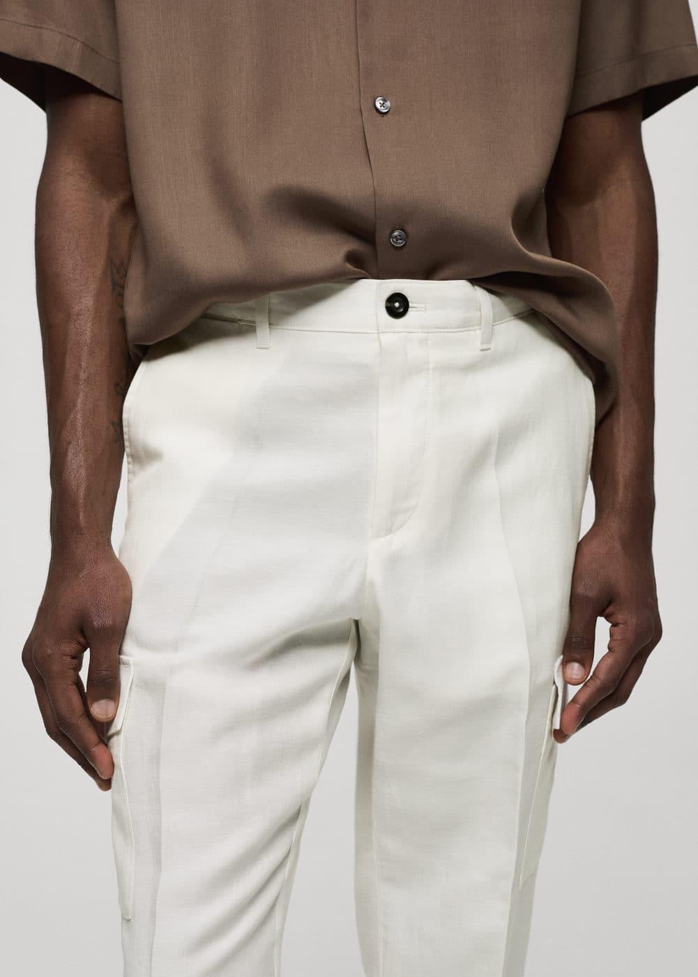 MANGO MAN - Linen-blend pants with pockets off whiteMen Product Image