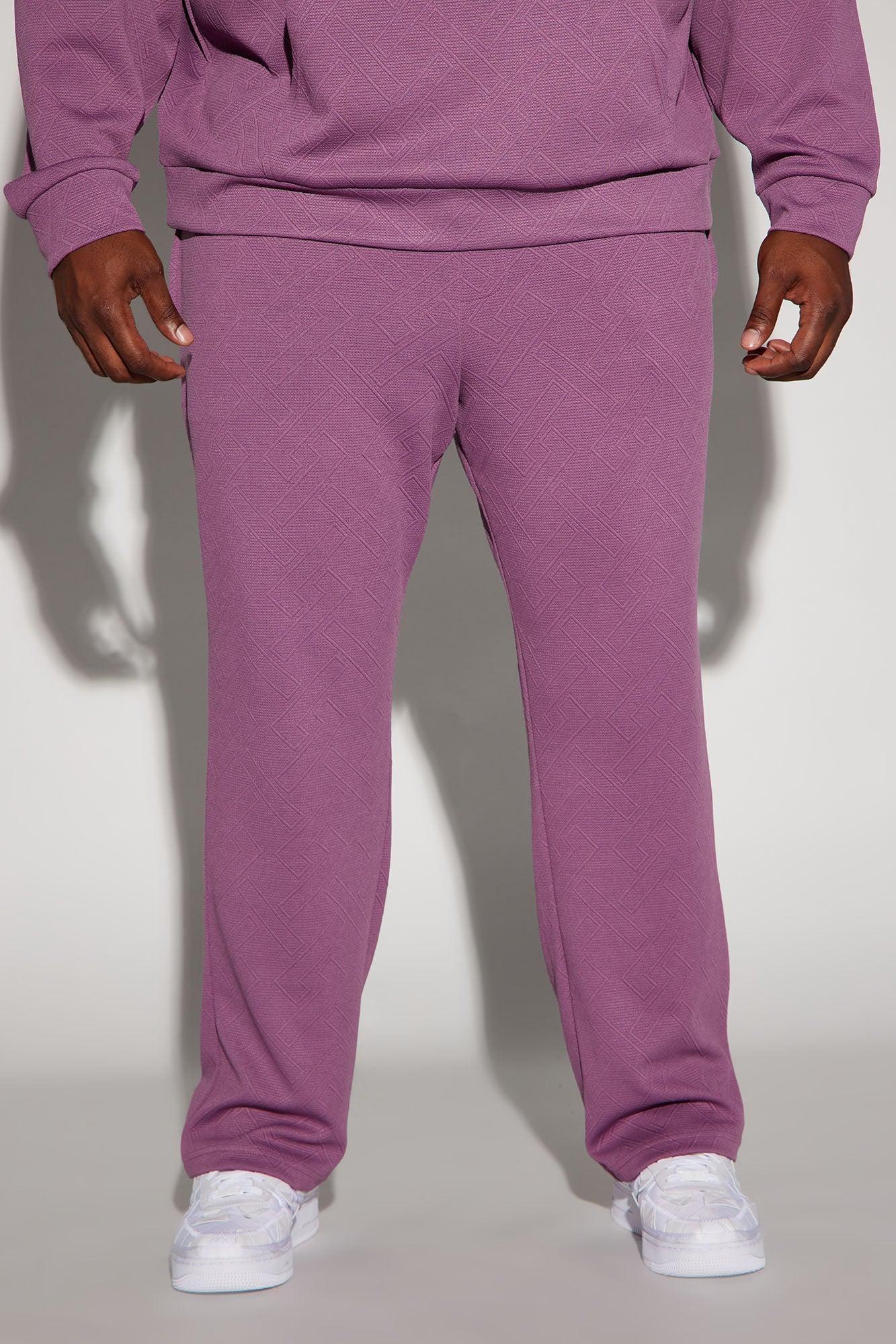 Textured Lines Slim Pants - Purple Product Image