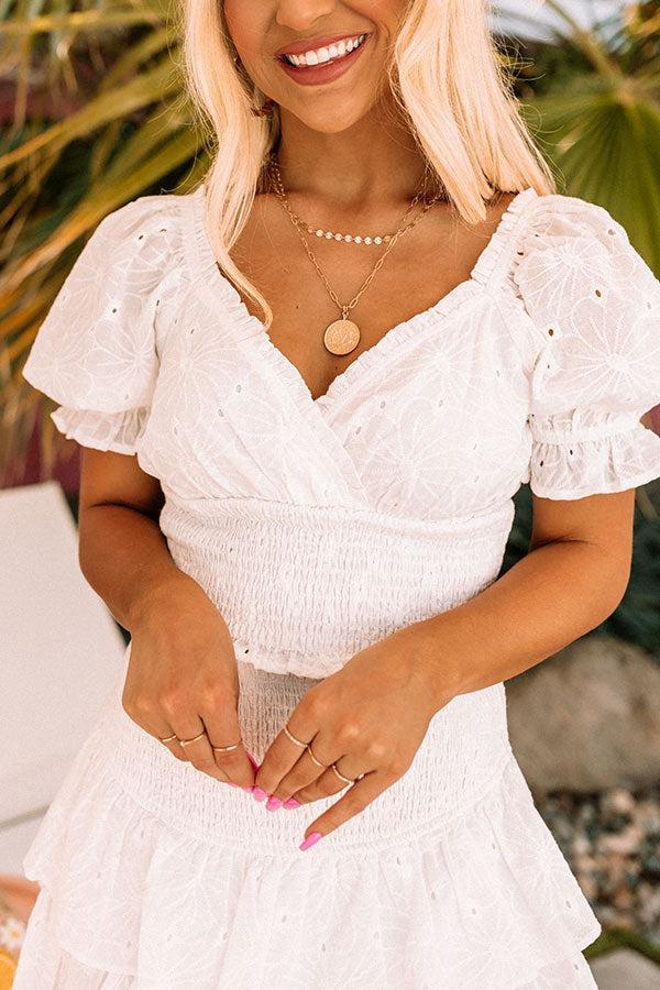 Tiki Party Eyelet Top In White Product Image