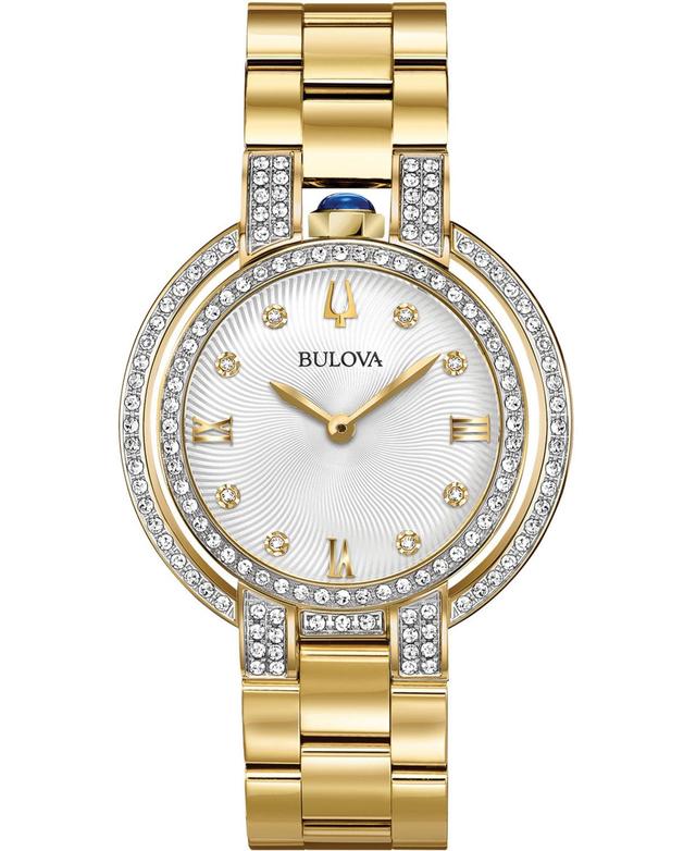 Bulova Womens Rubiyat Diamond (1 ct. t.w.) Gold-Tone Stainless Steel Bracelet Watch 35mm Product Image