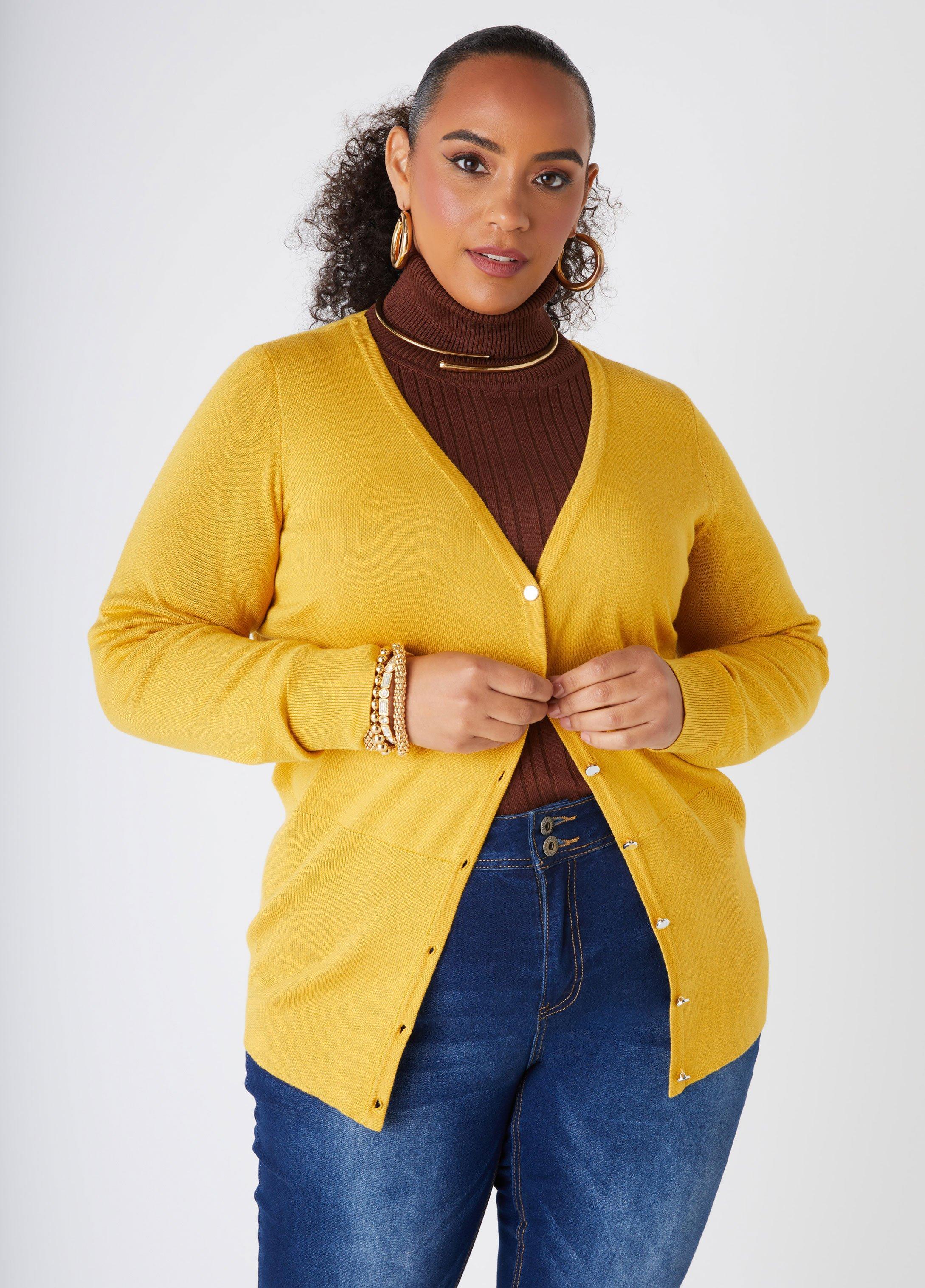 Plus Size Button Front Cardigan Ashley Stewart Product Image