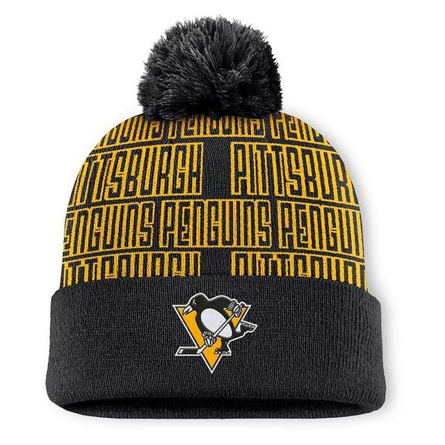 Mens Fanatics Pittsburgh Penguins Fundamental Empty Net Cuffed Knit Hat with Pom Product Image