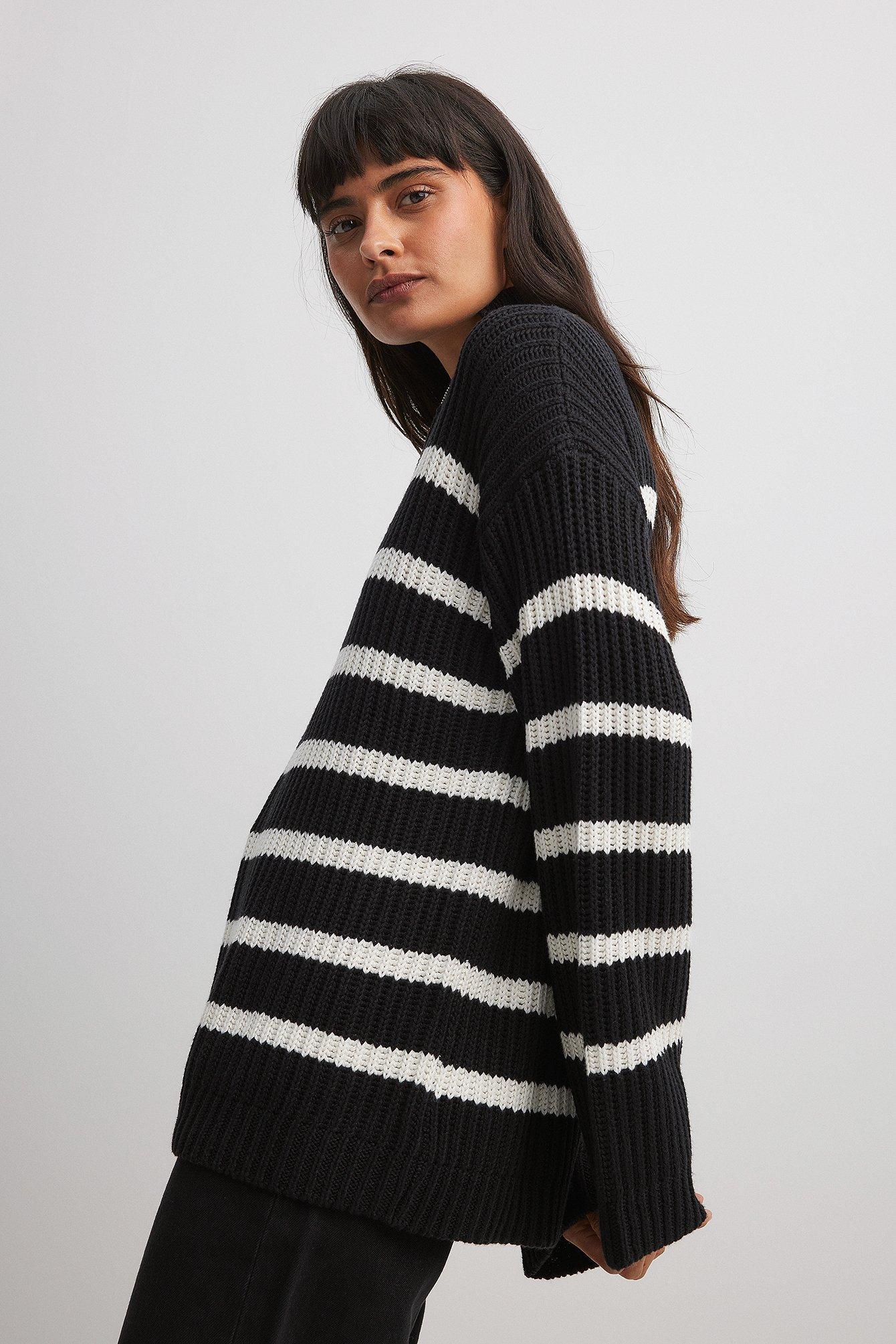 High Neck Zipped Knitted Sweater Product Image