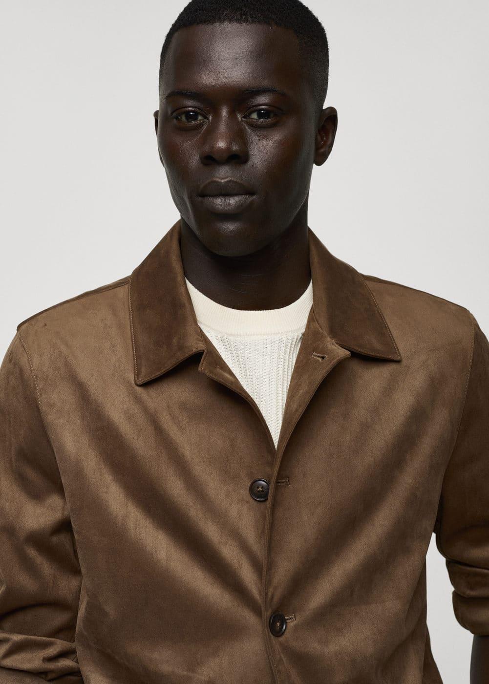 Mango Mens Pockets Detail Suede Effect Overshirt Product Image