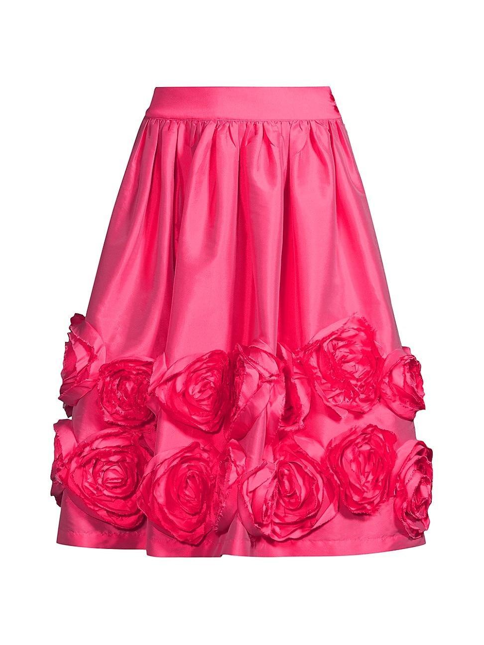 Womens Barbara Silk Rosette Midi-Skirt Product Image