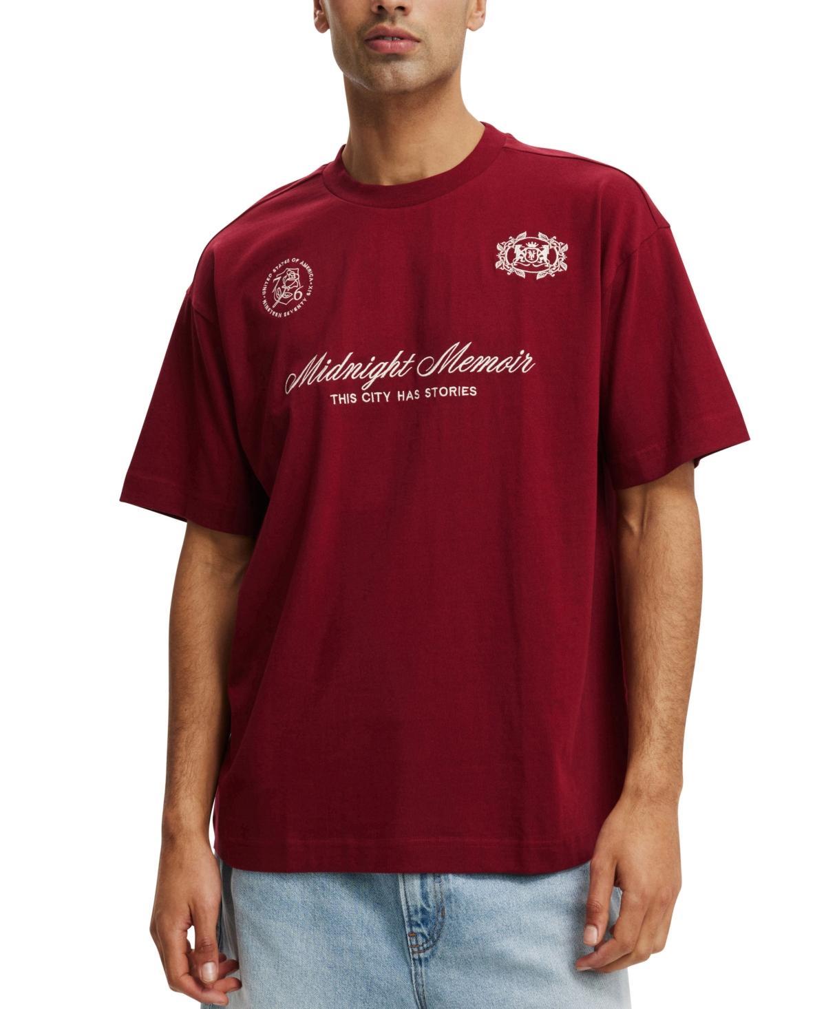 Cotton On Mens Box Fit Text T-Shirt - Crimson Product Image