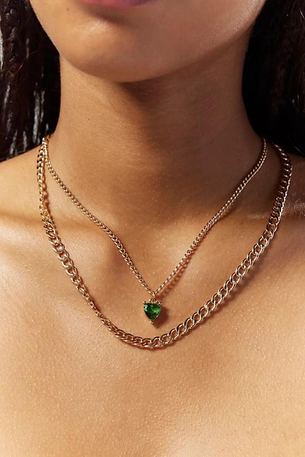 Heart Stone Layering Necklace Set Womens at Urban Outfitters Product Image