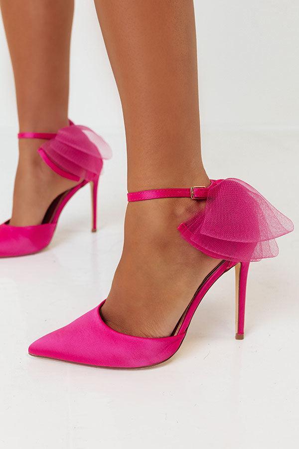 The Porter Satin Heel In Fuchsia Product Image