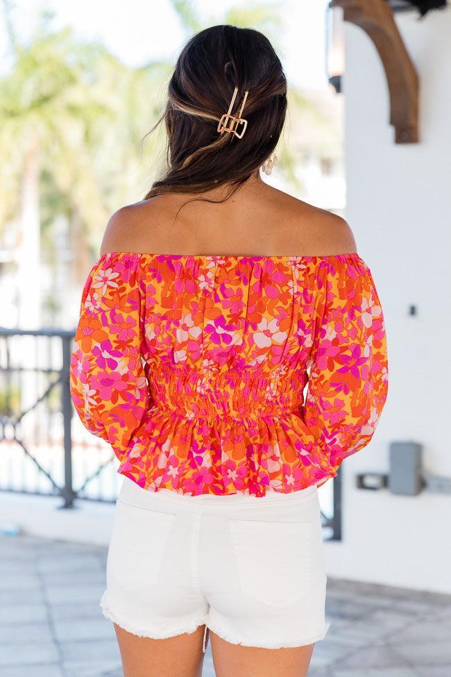 Resort Getaway Cinched Waist Pink Multi Floral Top Product Image