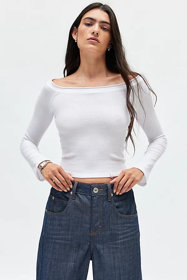 BDG Stella Boatneck Waffle Knit Tee Womens at Urban Outfitters Product Image