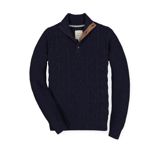 Hope & Henry Mens Organic Mock Neck Cable Sweater Product Image