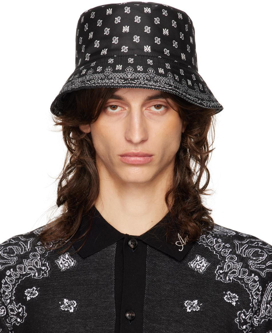 AMIRI Black 'ma' Paisley Bucket Hat Product Image