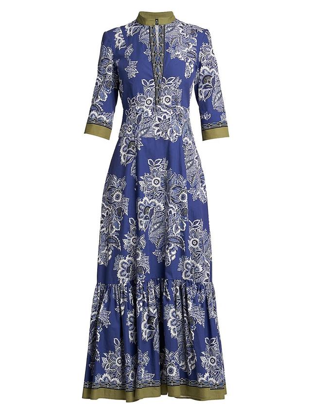 Etro Floral Print Three Quarter Sleeve Maxi Dress Product Image