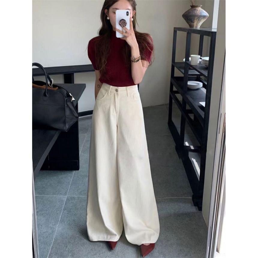 High Rise Washed Wide Leg Jeans Product Image