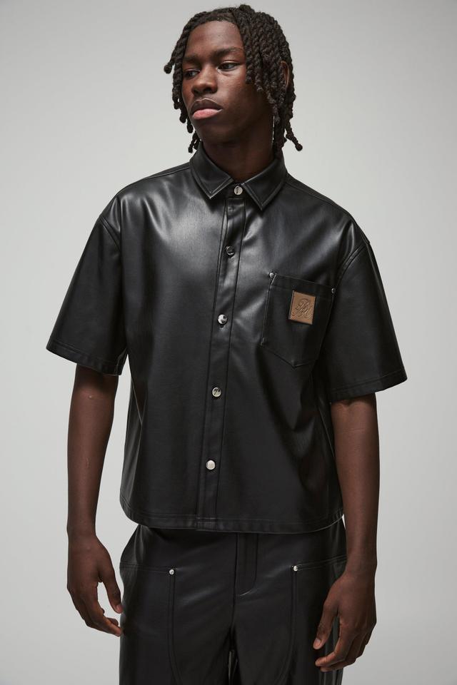 Oversized PU Pocket Detail Boxy Shirt | boohooMAN USA Product Image