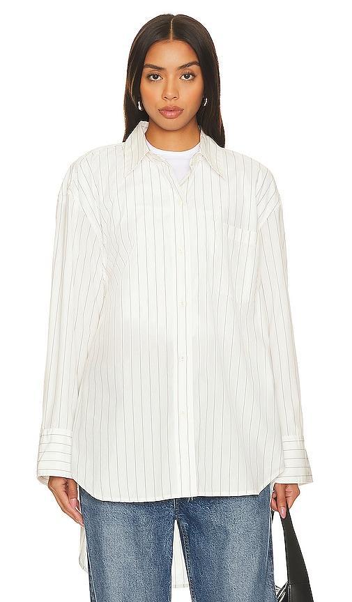 Cocoon Oversized Stripe Button-Front Shirt Product Image