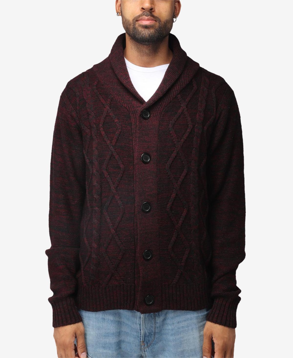 X-Ray Mens Shawl Collar Cable Knit Cardigan Product Image