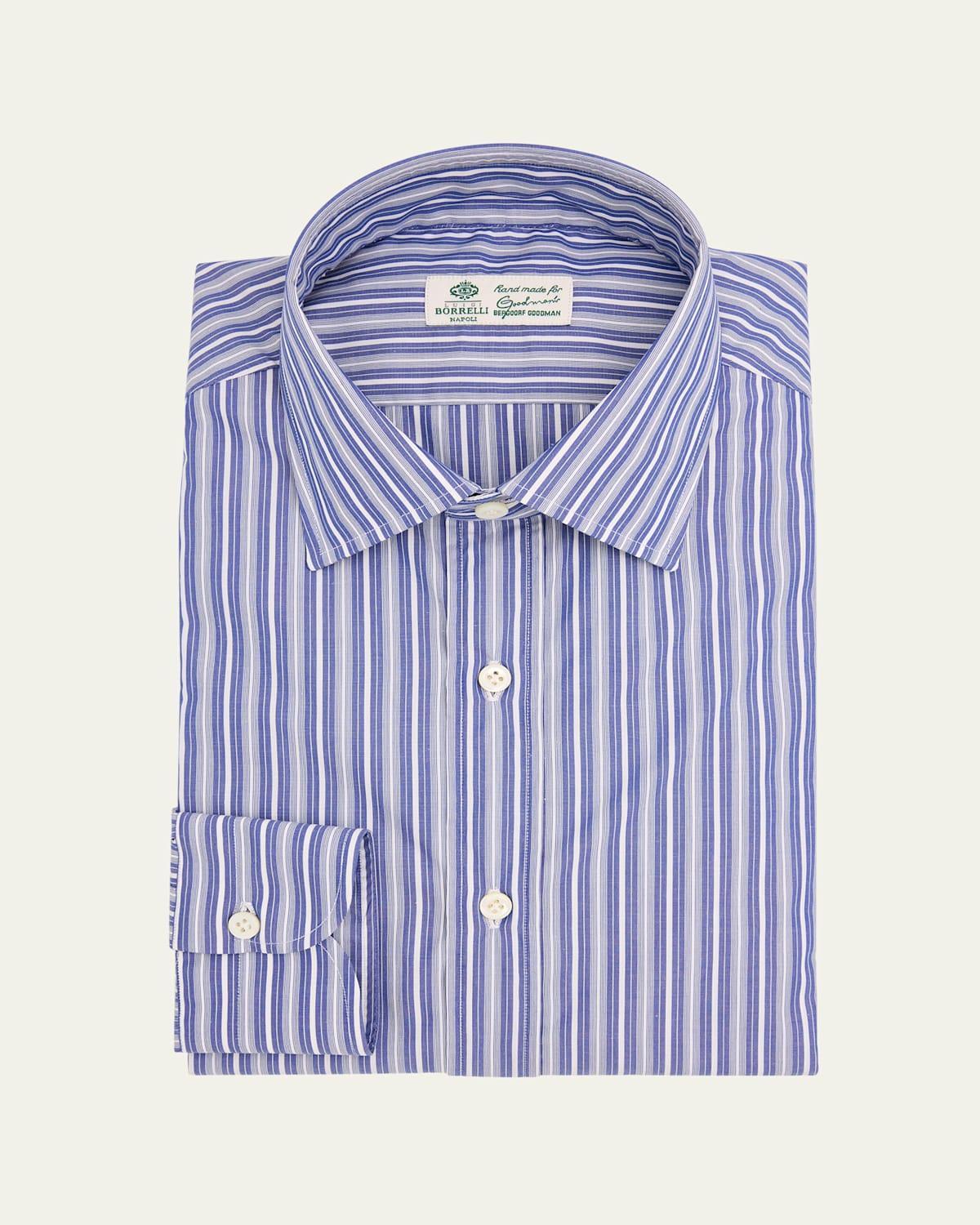 Mens Cotton Multi-Stripe Dress Shirt Product Image