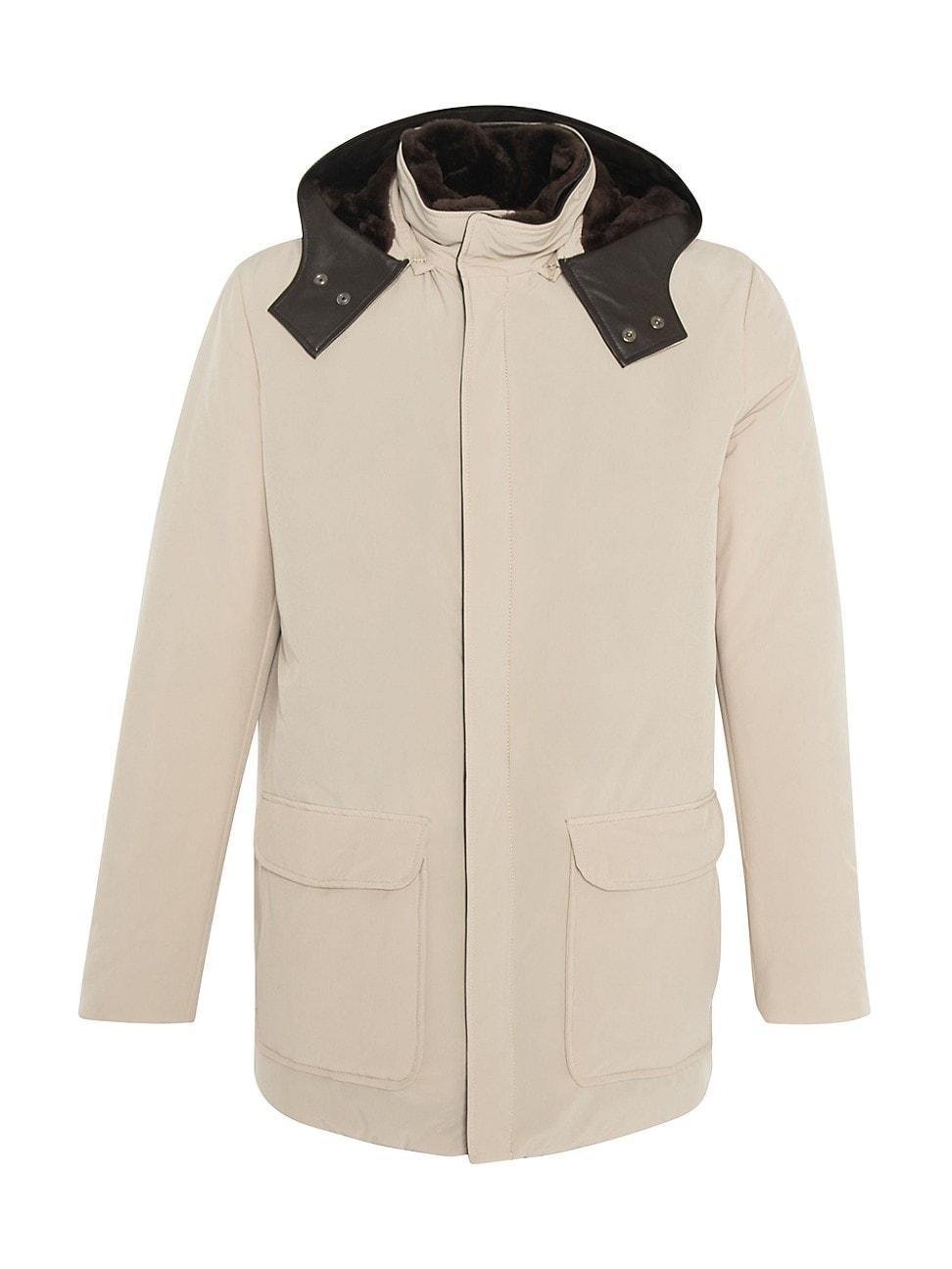 Mens Shearling Lamb Lined Parka Jacket Product Image