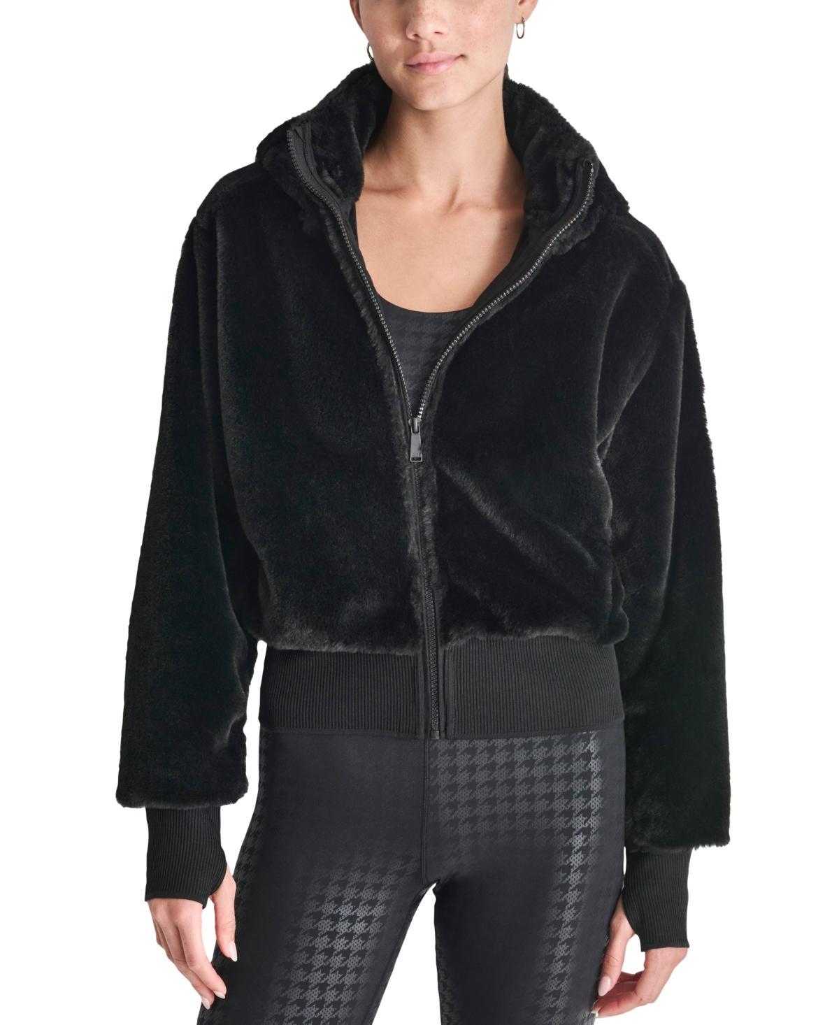 Dkny Sport Womens Faux-Fur Zip-Front Bomber Jacket Product Image