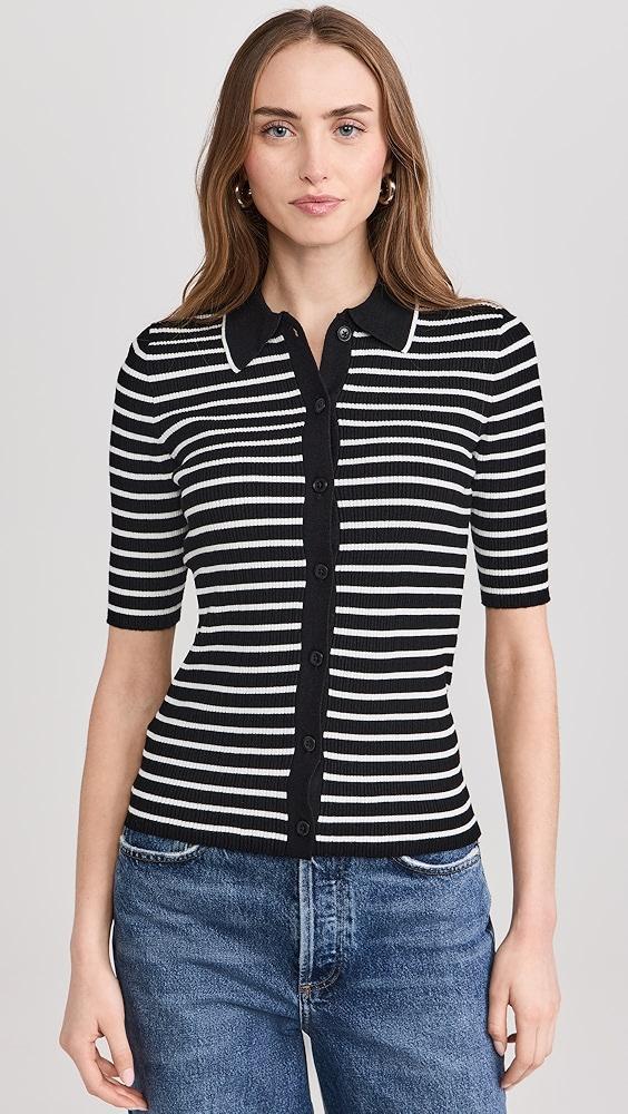 Madewell Stripe Antonia Snowy Short Sleeve Polo Tee | Shopbop Product Image