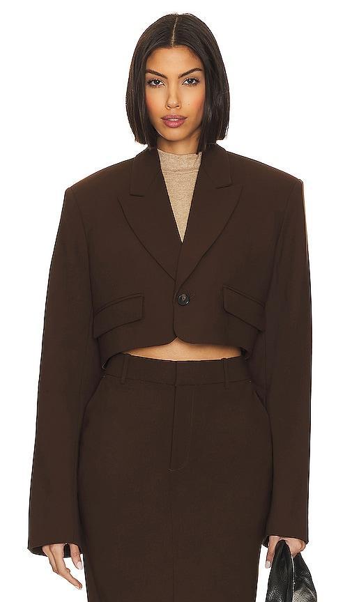 GRLFRND The Cropped Blazer Brown. (also in L, M, XL, XXS). Product Image