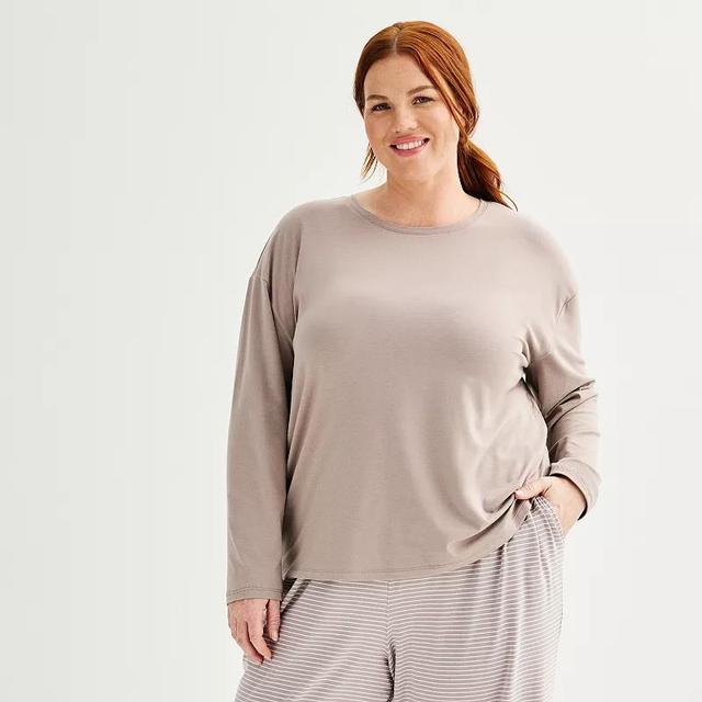 Plus Size Sonoma Goods For Life Long Sleeve Sleep Top, Womens Product Image