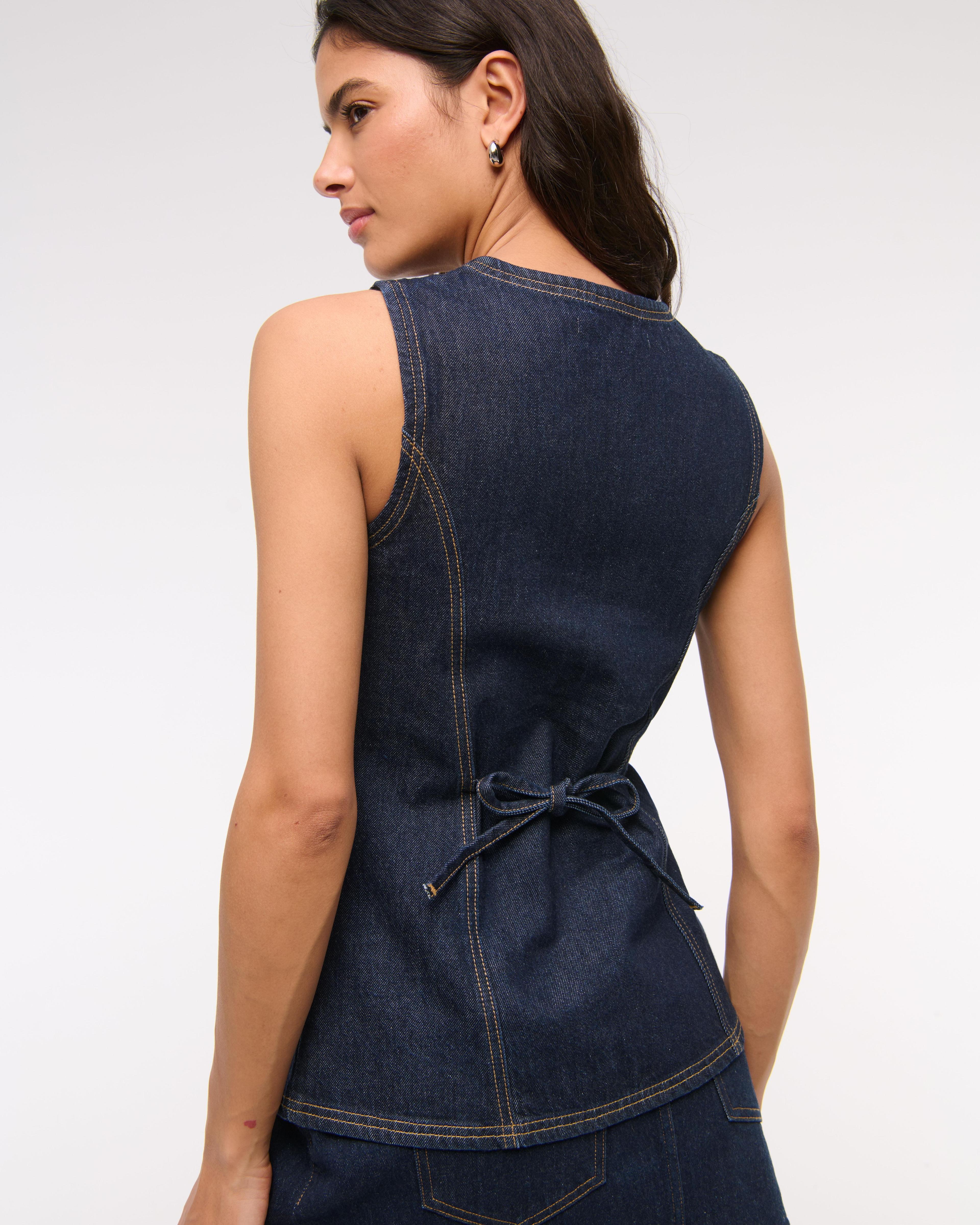 Tie-Back Denim Vest Product Image