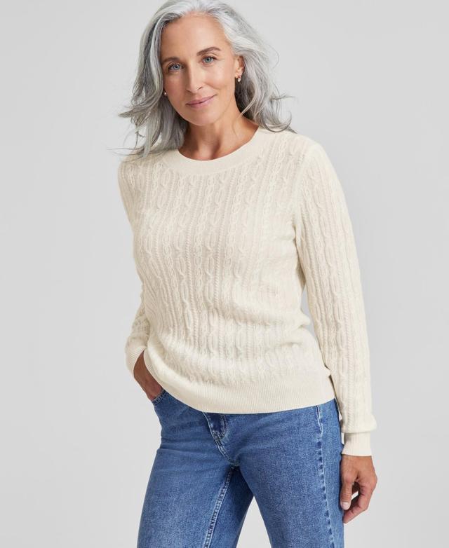 Charter Club Womens 100% Cashmere Cable-Knit Crewneck Sweater, Created for Macys Product Image