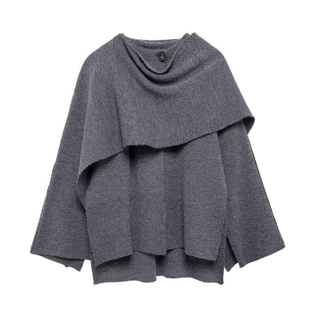 Cowl Neck Asymmetrical Oversized Sweater Product Image