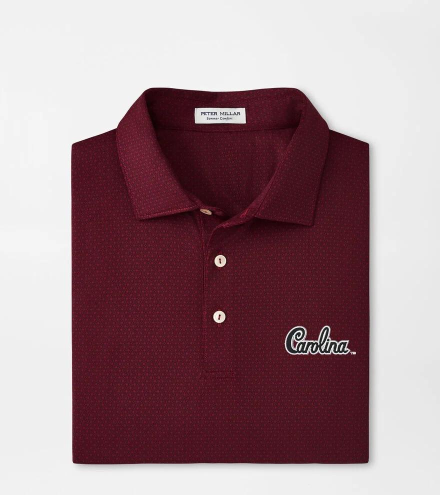 Peter Millar Mens South Carolina Script Tesseract Performance Jersey Polo | Color: Maroon | Size: 3XL Product Image