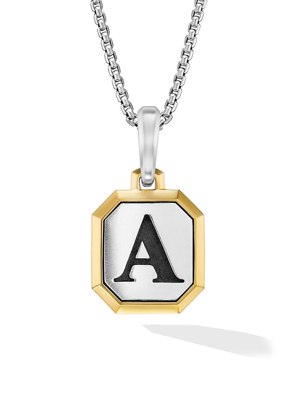 Mens Initial Amulet in Sterling Silver Product Image