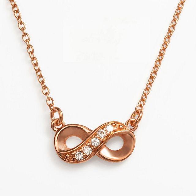 Sophie Miller 14k Rose Gold Over Silver Cubic Zirconia Infinity Link Necklace, Womens White Product Image