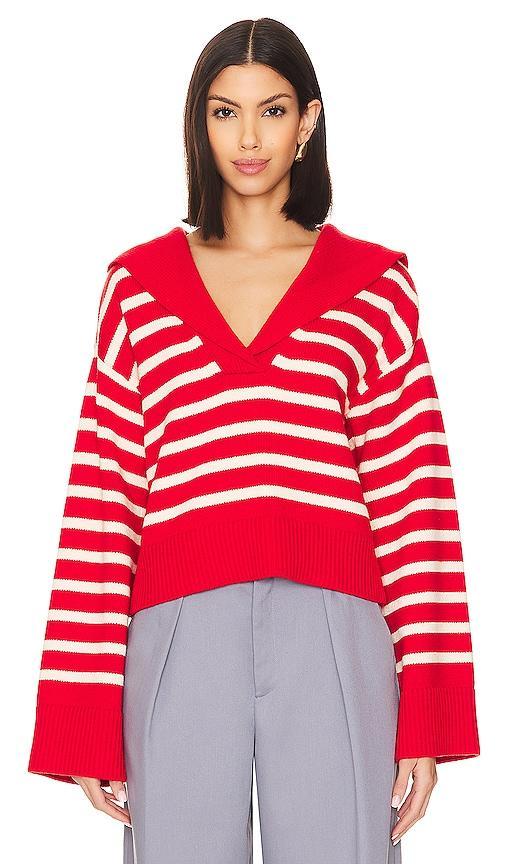 Lovers and Friends x Anja Dujaković Niam Striped Sweater in Ivory & Red Product Image