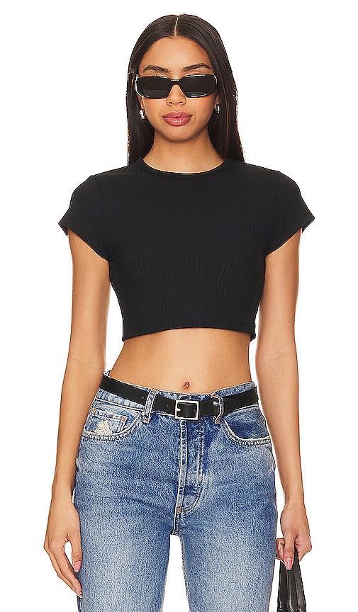 Susana Monaco Crewneck Rib Crop T-Shirt Product Image