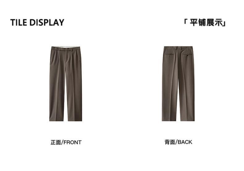 Mid Rise Plain Crop Straight Fit Dress Pants Product Image