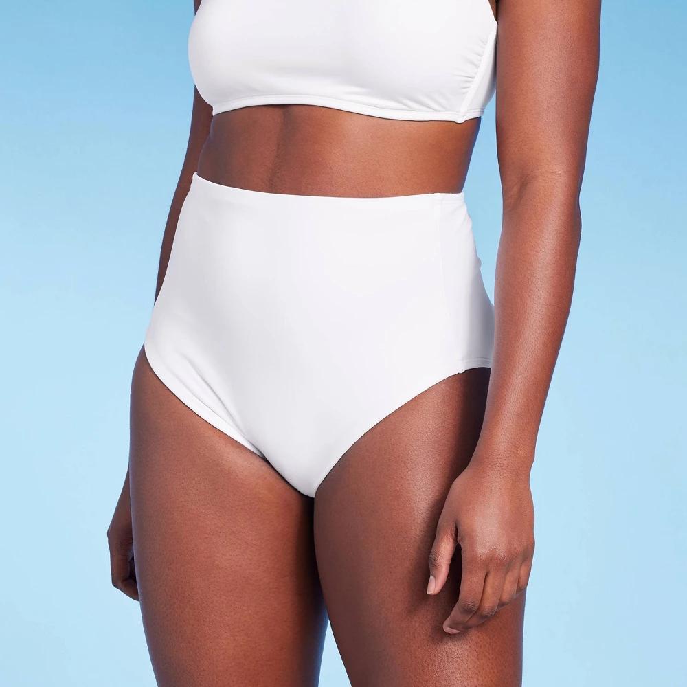 Womens Extra High Waist Tummy Control Medium Coverage Bikini Bottom - Kona Sol White L Product Image