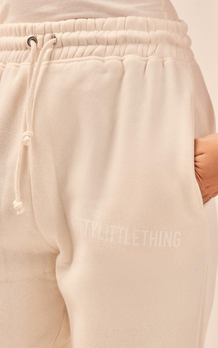 PRETTYLITTLETHING Off White High Waisted Washed Cuffed Sweatpants Product Image