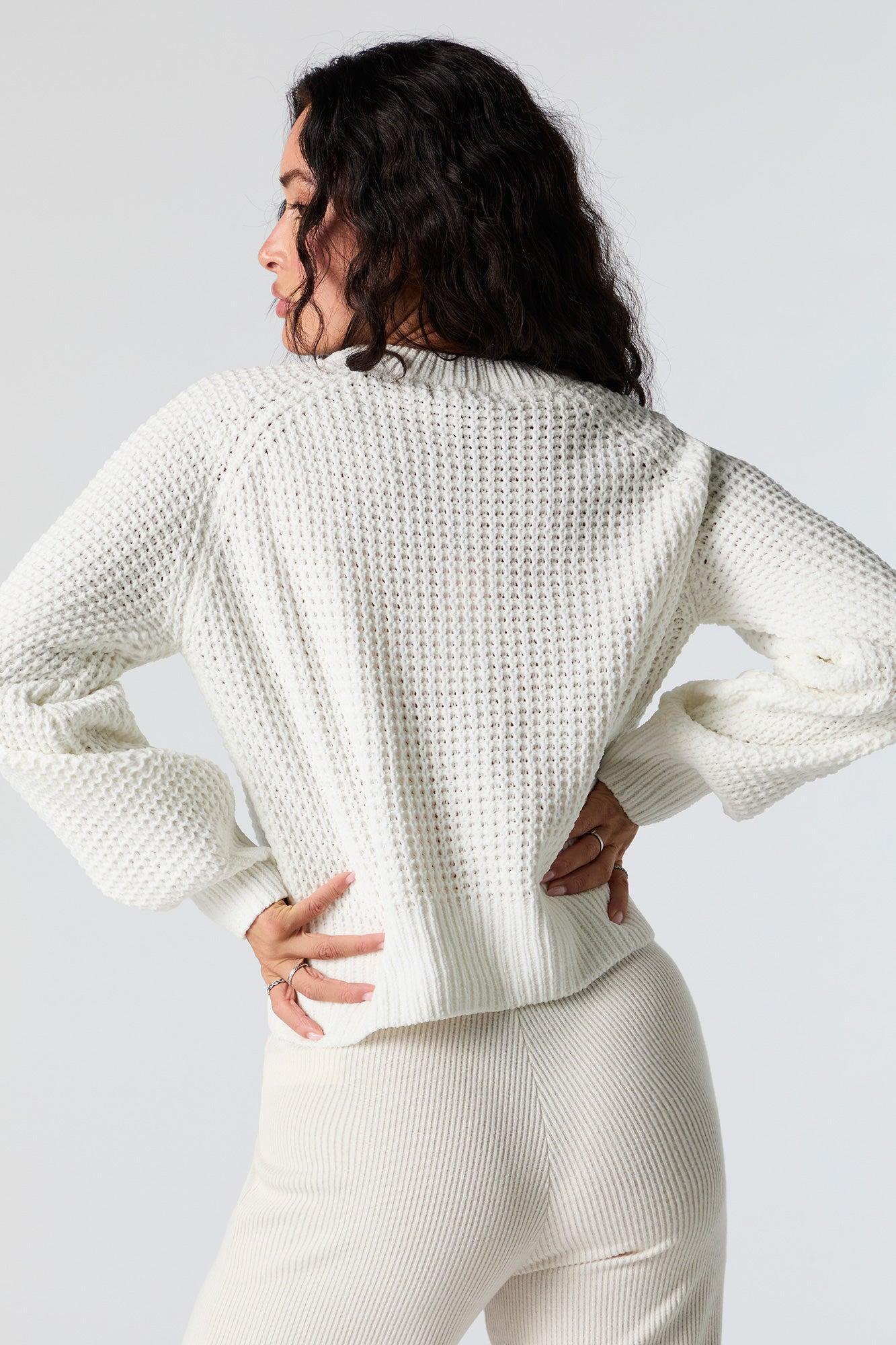 Waffle Knit Cropped Sweater Female Product Image