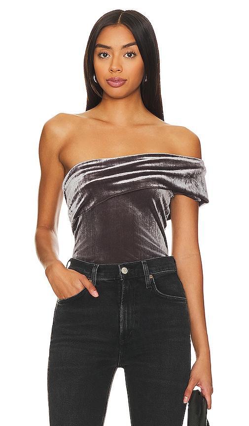 Womens Bree Velvet Asymmetric Bodysuit Product Image