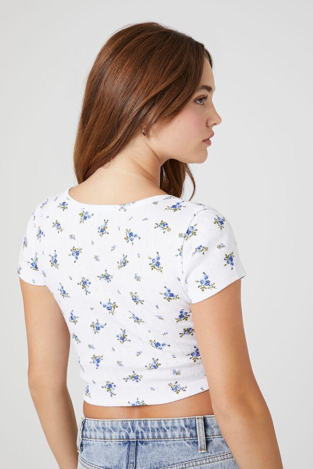 Floral Cropped Henley Tee | Forever 21 Product Image