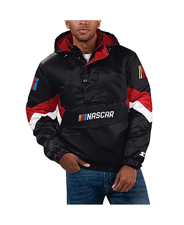 Mens Starter Black Nascar Home Team Satin Half-Zip Hoodie Jacket Product Image